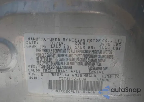 2014 Nissan Versa Note S Plus from USA, damaged, VIN 3N1CE2CP6EL406686